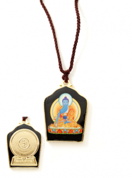 Anhänger mit bemalten Medizinbuddha und goldenen Mantra