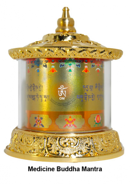 Medizinbuddha Tisch Gebetsmühle