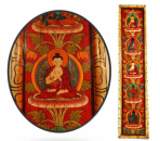 5 Dhyani Buddhas handbemalte Holztafel