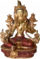 Preview: Grüne Tara Statue 21 cm teilvergoldet
