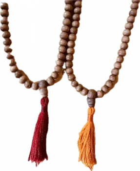 Sandelholz Mala 108 Perlen 8mm gelb/rot