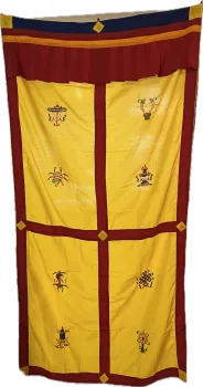 Door curtain with 8 lucky symbols in different colors