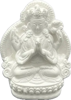Chenrezig (Avalokiteshvara, liebevolle Augen), Tsatsa, 5,5 cm, weiß
