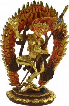 Simhamuka Dakini Statue 19cm teilvergoldet