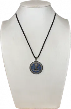 Medicine Buddha Mirror Pendant, Silver Plated