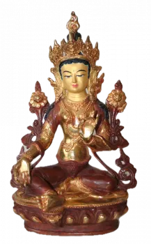 Grüne Tara Statue 32 cm teilvergoldet