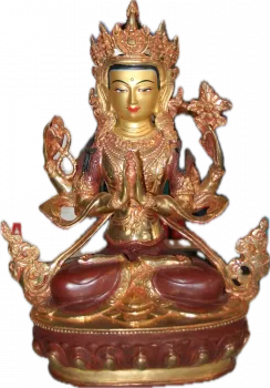 Avalokiteshvara Statue 32cm teilvergoldet