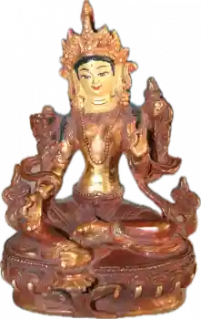 Grüne Tara Statue 15 cm teilvergoldet