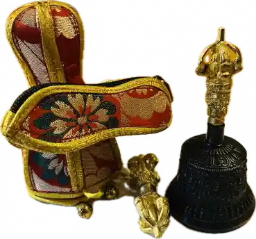 Small gold-plated bell and vajra with cover
