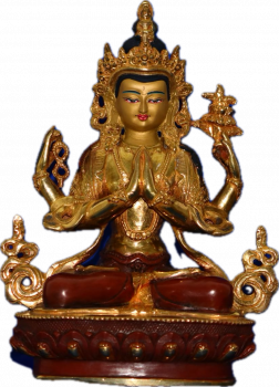 Avalokitesvara - Chenrezig Statue 8 Inch half-gold plated