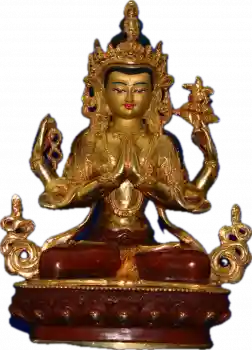 Avalokitesvara - Chenrezig Statue 8 Inch half-gold plated