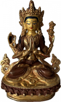 Avalokiteshvara (Chenresig) Statue 15 cm teilvergoldet