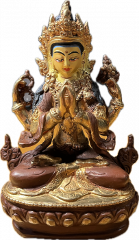 Avalokiteshvara (Chenresig) Statue 15 cm teilvergoldet