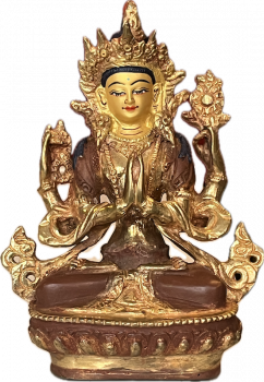 Avalokitesvara - Chenrezig Statue 6 Inch half-gold plated