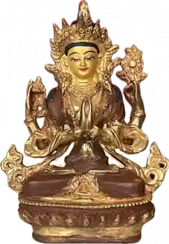 Avalokiteshvara (Chenresig) Statue 15 cm teilvergoldet
