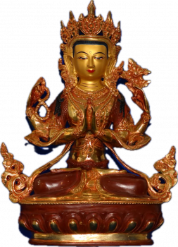 Avalokiteshvara Statue 32cm teilvergoldet