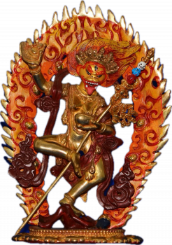 Simhamuka Dakini Statue 19cm teilvergoldet