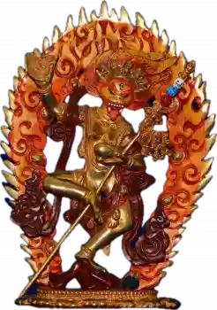 Simhamuka Dakini Statue 19cm teilvergoldet