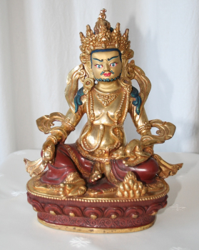 Yellow Dzambala Statue halfgold 23 cm