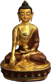 Buddha Sakyamuni Statue 20 cm teilvergoldet mit Gravur