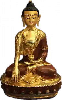 Buddha Sakyamuni Statue 20 cm teilvergoldet mit Gravur