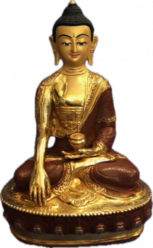 Buddha Sakyamuni Statue 20 cm teilvergoldet mit Gravur