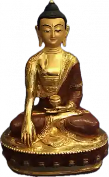 Buddha Sakyamuni Statue 20 cm teilvergoldet mit Gravur