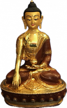 Buddha Sakyamuni Statue 20 cm teilvergoldet mit Gravur
