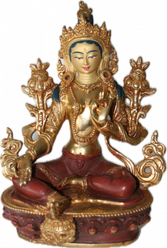 Grüne Tara Statue 21 cm teilvergoldet