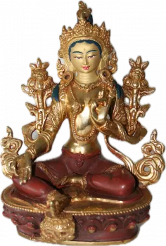 Grüne Tara Statue 21 cm teilvergoldet
