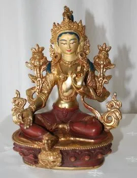 Grüne Tara Statue 21 cm teilvergoldet