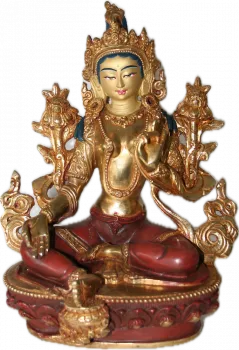Grüne Tara Statue 21 cm teilvergoldet