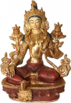 Grüne Tara Statue 21 cm teilvergoldet