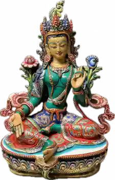 Hand Painted Green Tara Copper Statue