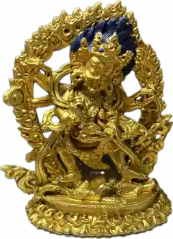 Schwarzer Mahakala Statue 9 cm vergoldet