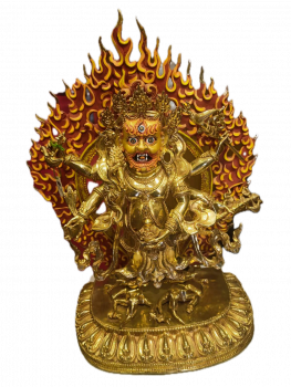 Weißer Mahakala 6armig Statue 33 cm