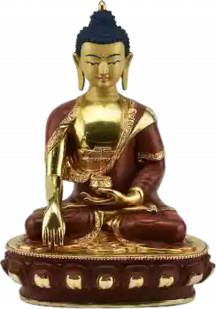 Buddha Sakyamuni Statue 32 cm teilvergoldet