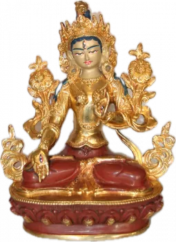White Tara Statue half gold 8 Inch