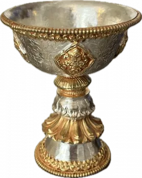 Offerbowl Set with Butterlamp with Stand gold/silber plated