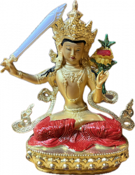 Manjusri Statue Messing bemalt