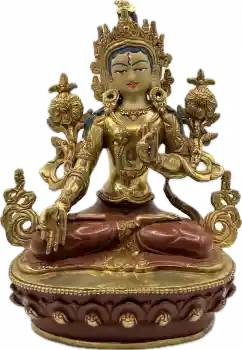 Weiße Tara Statue 21 cm teilvergoldet