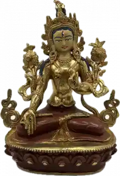 Weiße Tara Statue 21 cm teilvergoldet