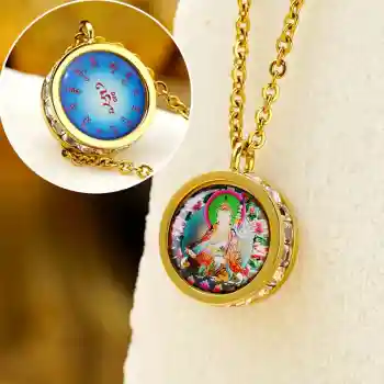 Tibetan Padmasambhava Serenity Titanium Steel Necklace Pendant