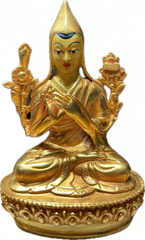 Tsongkhapa Statue 4 Inch gold plated with Facepainting
