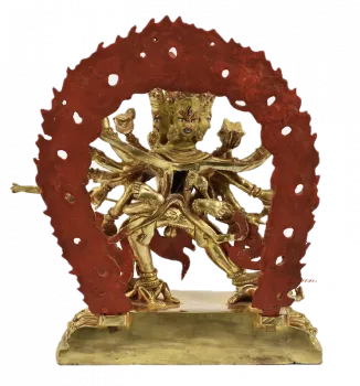 Chakrasamvara 12 armige Statue 22 cm vollvergoldet