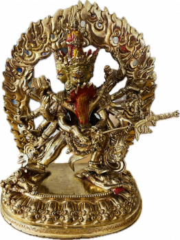 Chakrasamvara 12 armige Statue 22 cm vollvergoldet