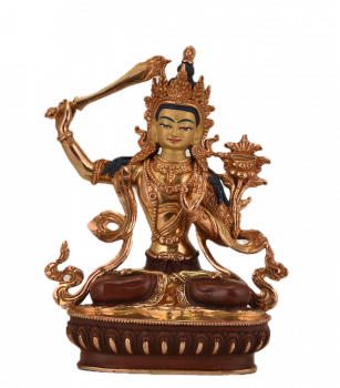 Manjusri Statue 22 cm teilvergoldet