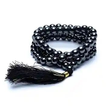 Mala Haematite AA quality 108 beads + brocade bag