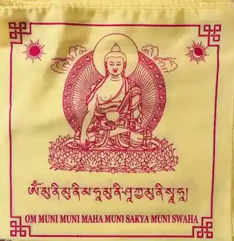 Tibetische Gebetsfahnen Shakyamuni Buddha hellgelb