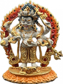 Weisser Mahakala Statue aus Kupfer fein bemalt 10 cm